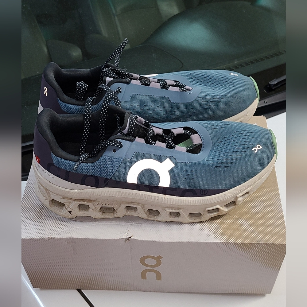 On Cloud Cloudmonster Blue White Running Sneaker Women 9.5